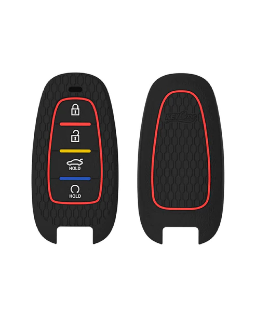 Keycare Silicon Key Cover KC75 Compatible for Hyundai Tucson 4 Button Smart Key | Black